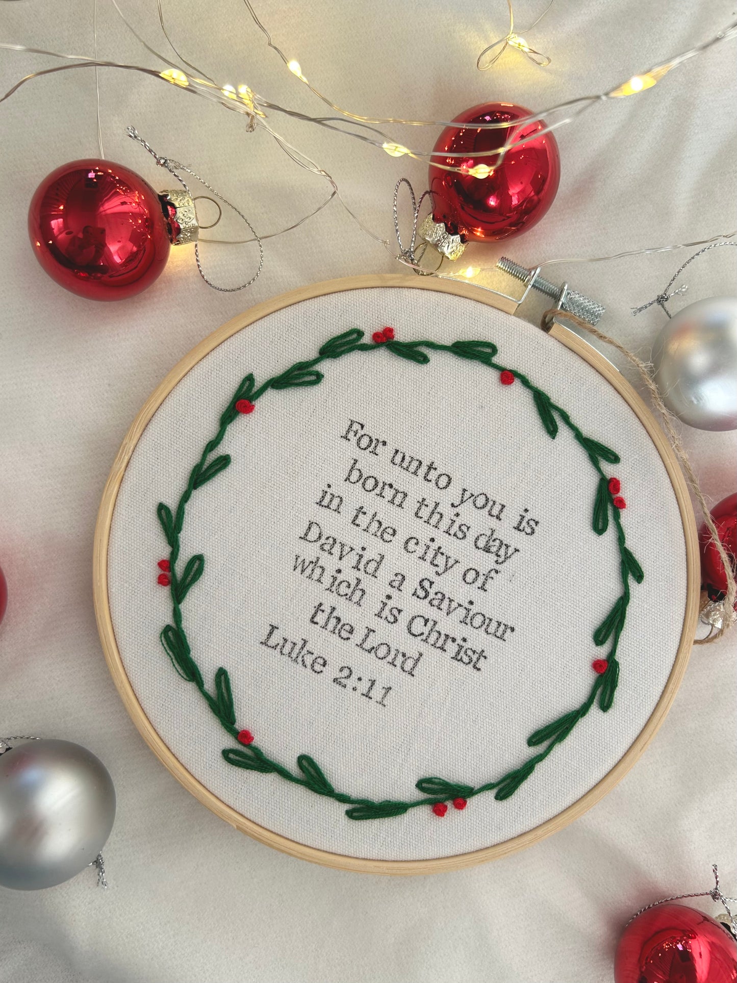 ‘For unto you is born this day’ 6” hoop