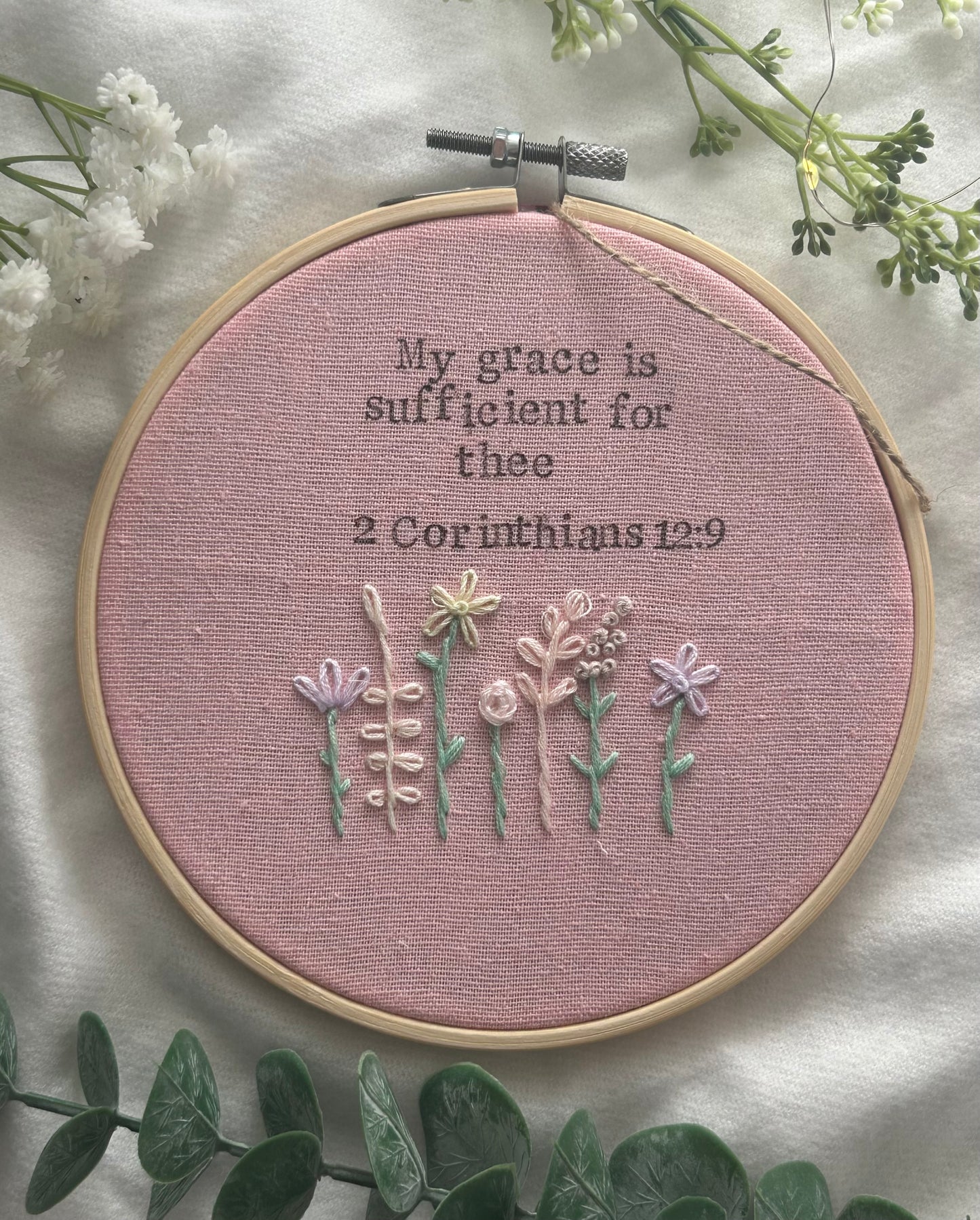 ‘My grace is sufficient for thee’ 6” hoop