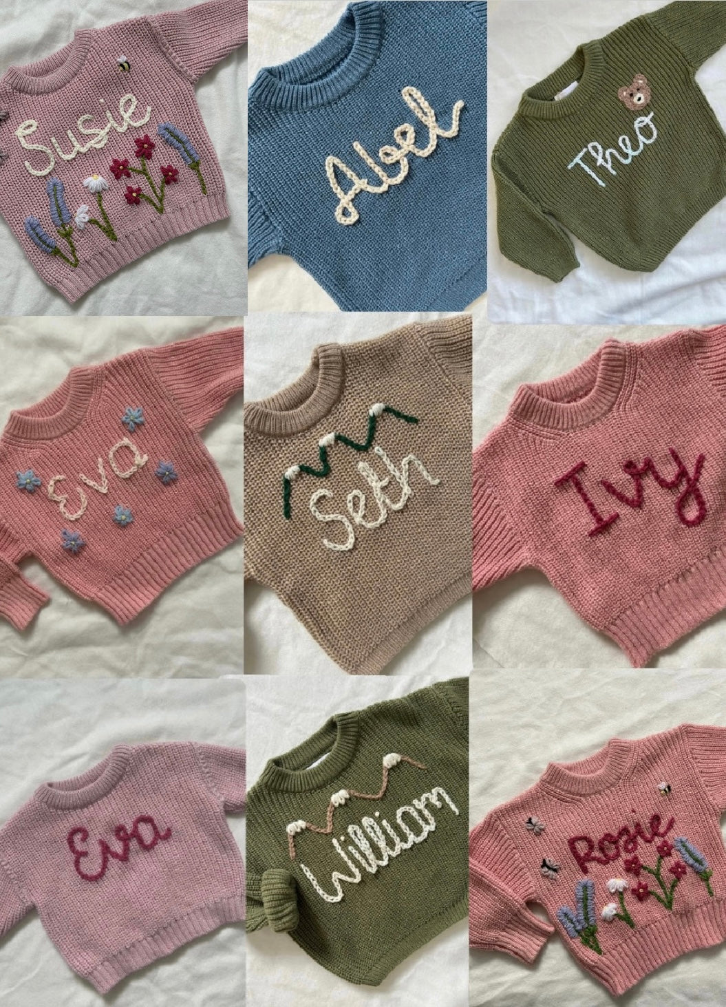 Personalised baby name embroidered jumper