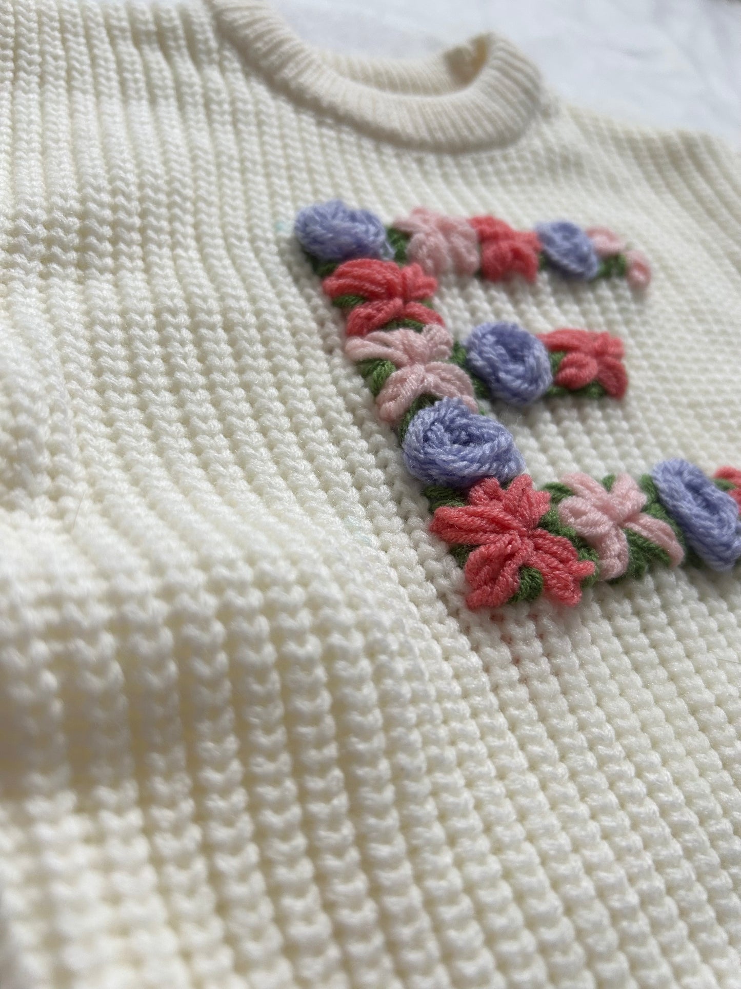 Personalised baby initial embroidered jumper