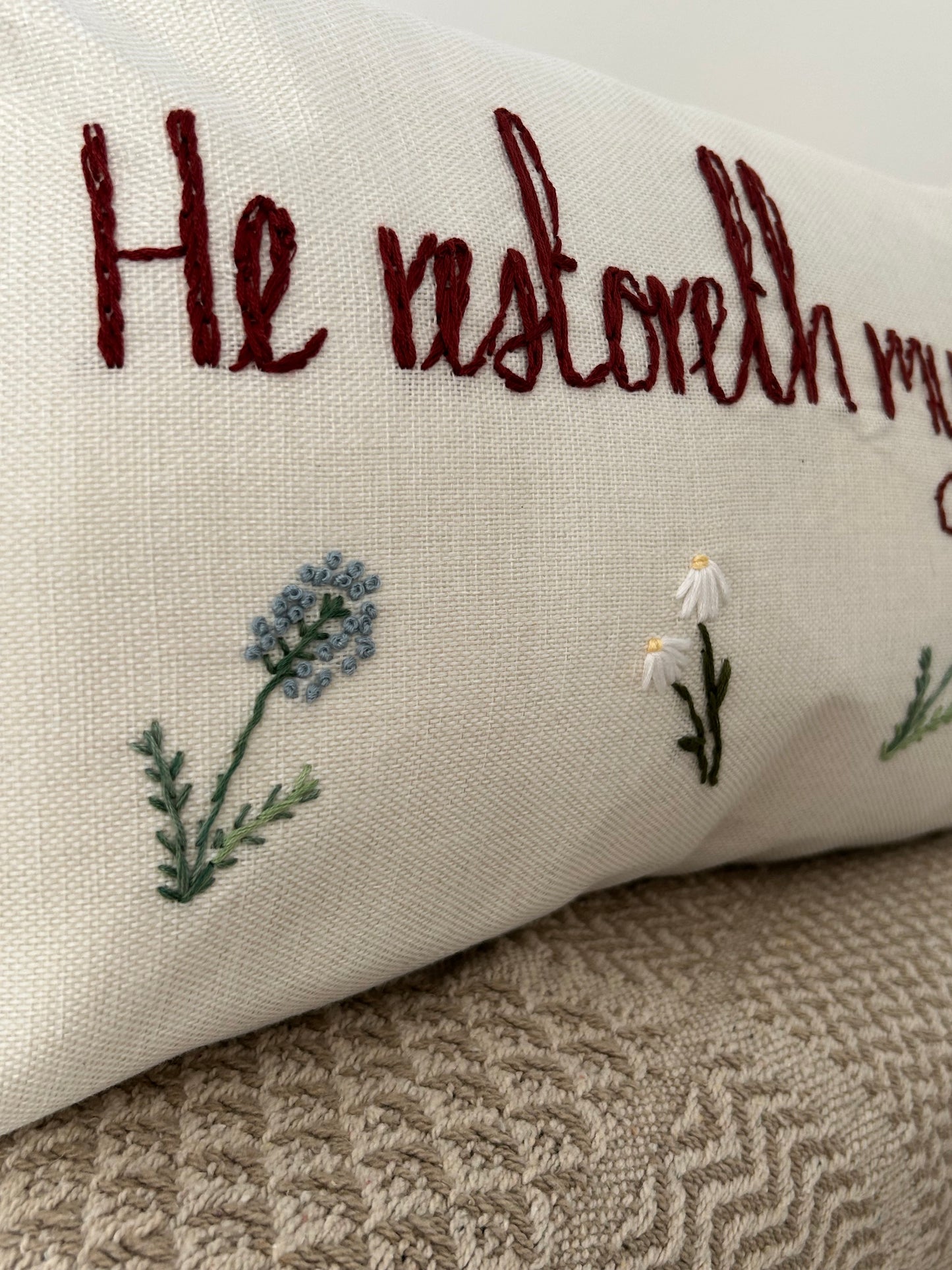 ‘He restoreth my soul’ cushion