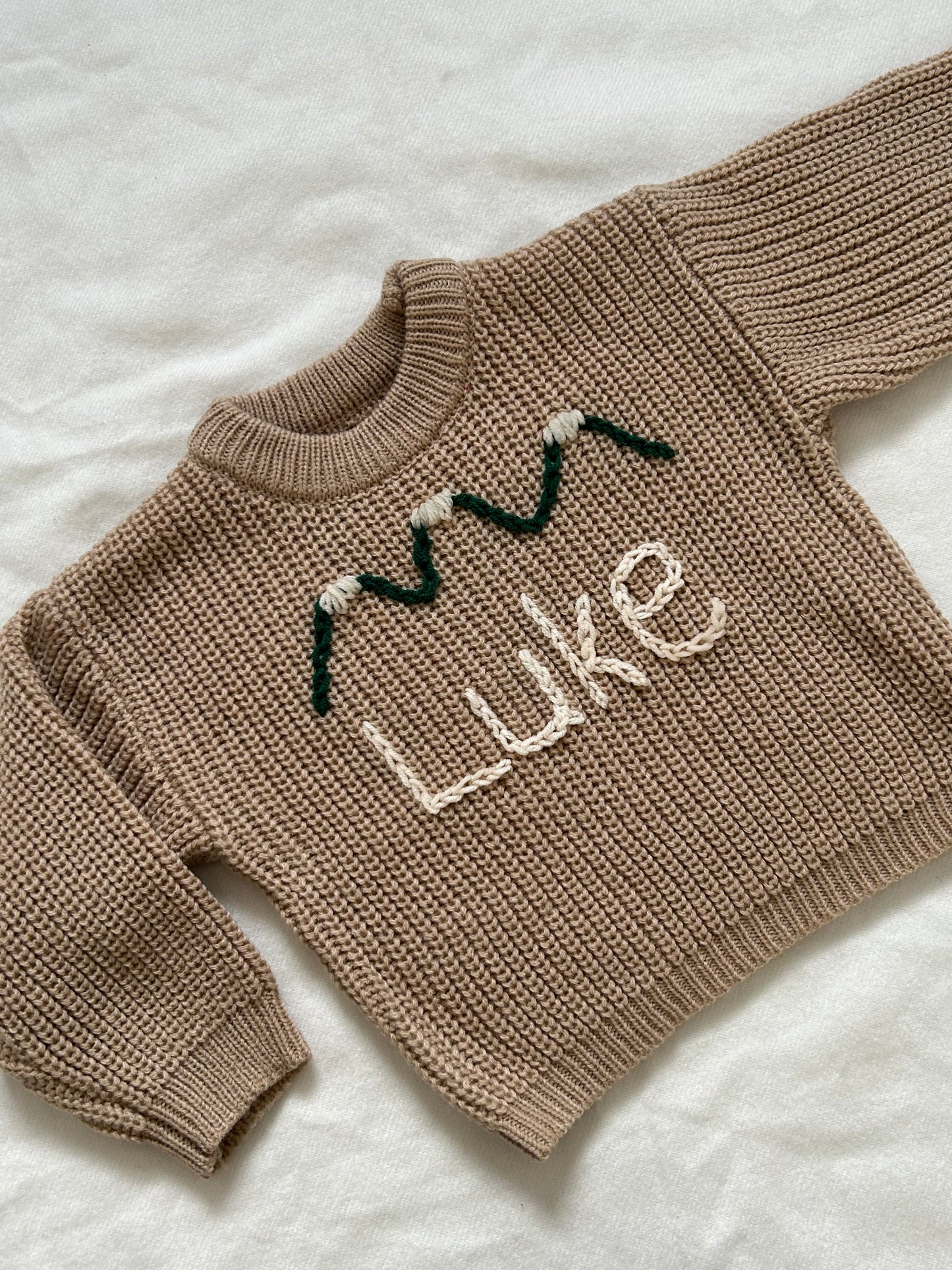 Personalised baby name embroidered jumper