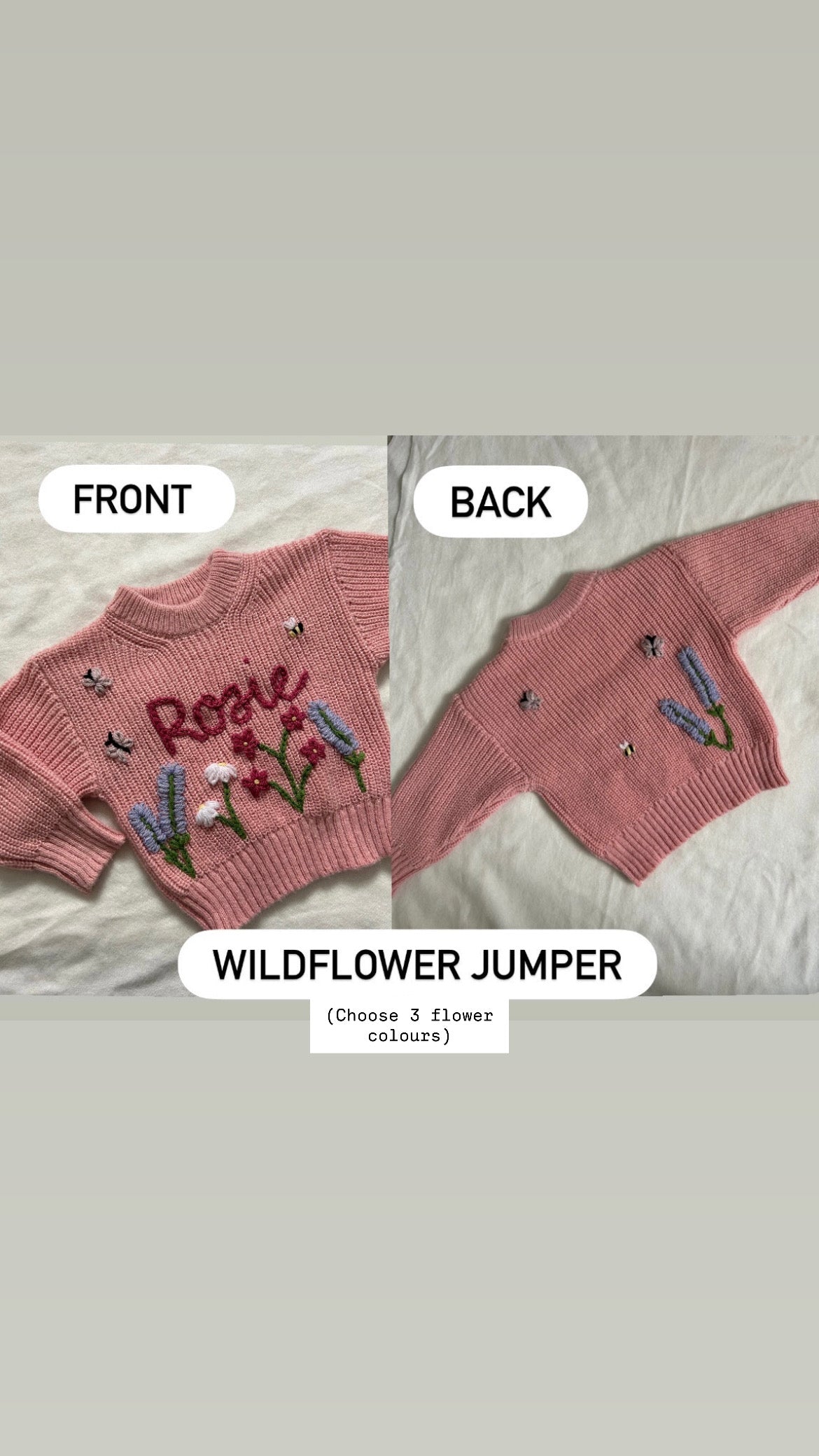 Personalised baby name embroidered jumper
