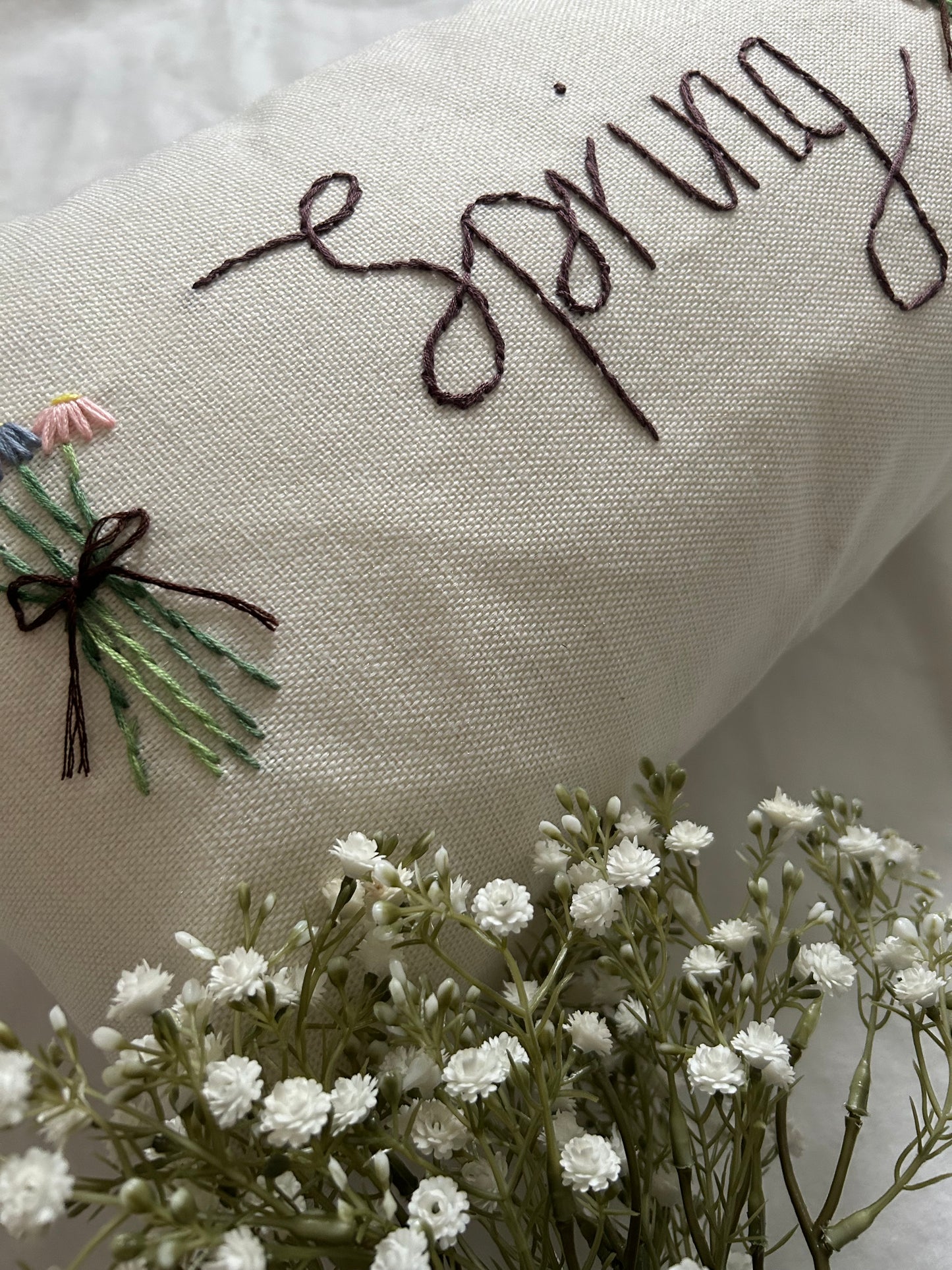 ‘Spring’ embroidered cushion