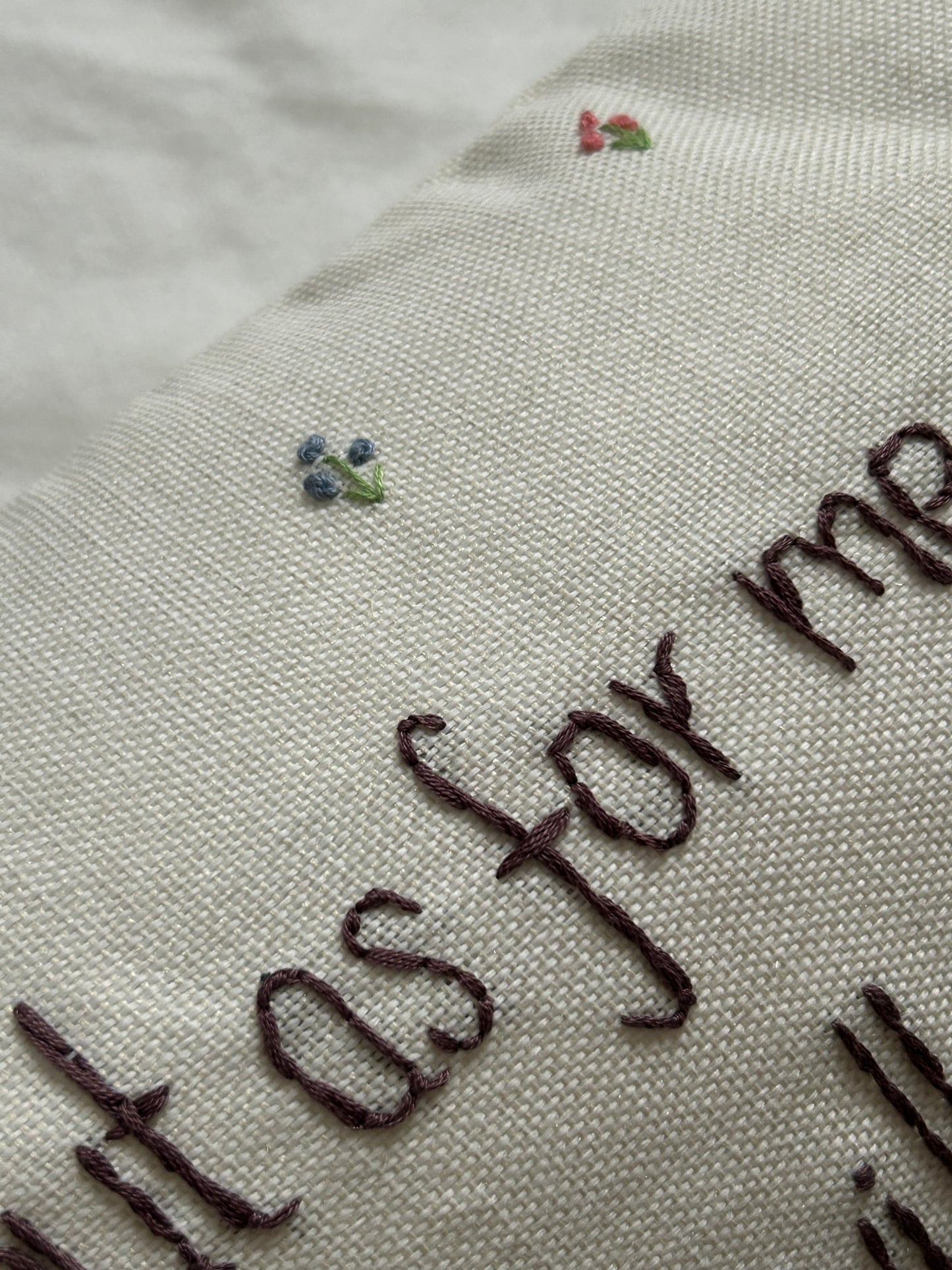 ‘But as for me’ embroidered cushion