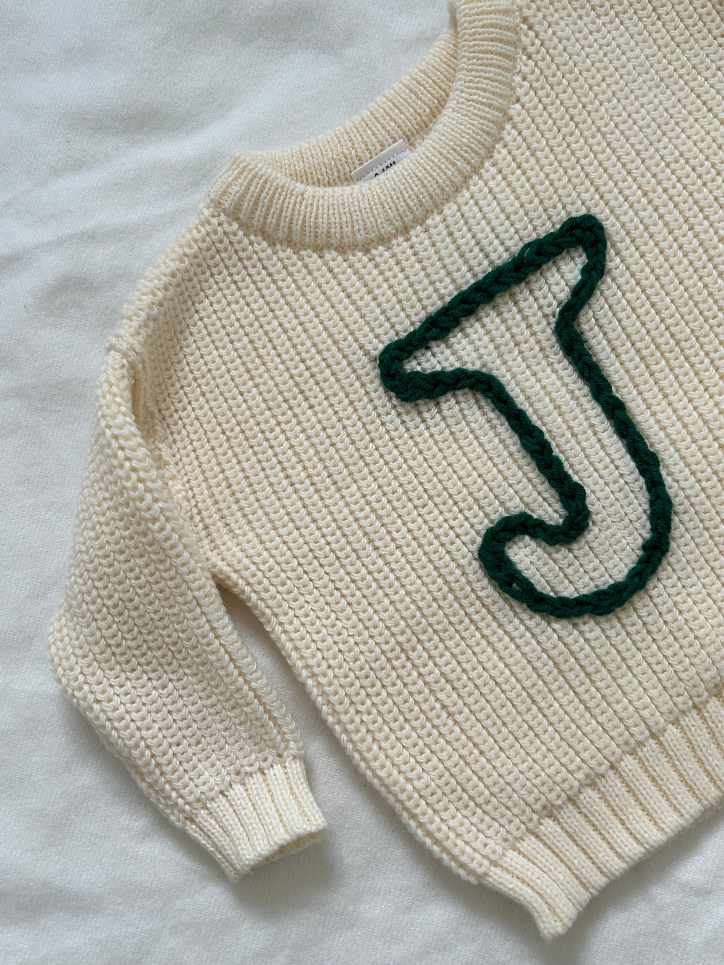 Personalised baby initial embroidered jumper