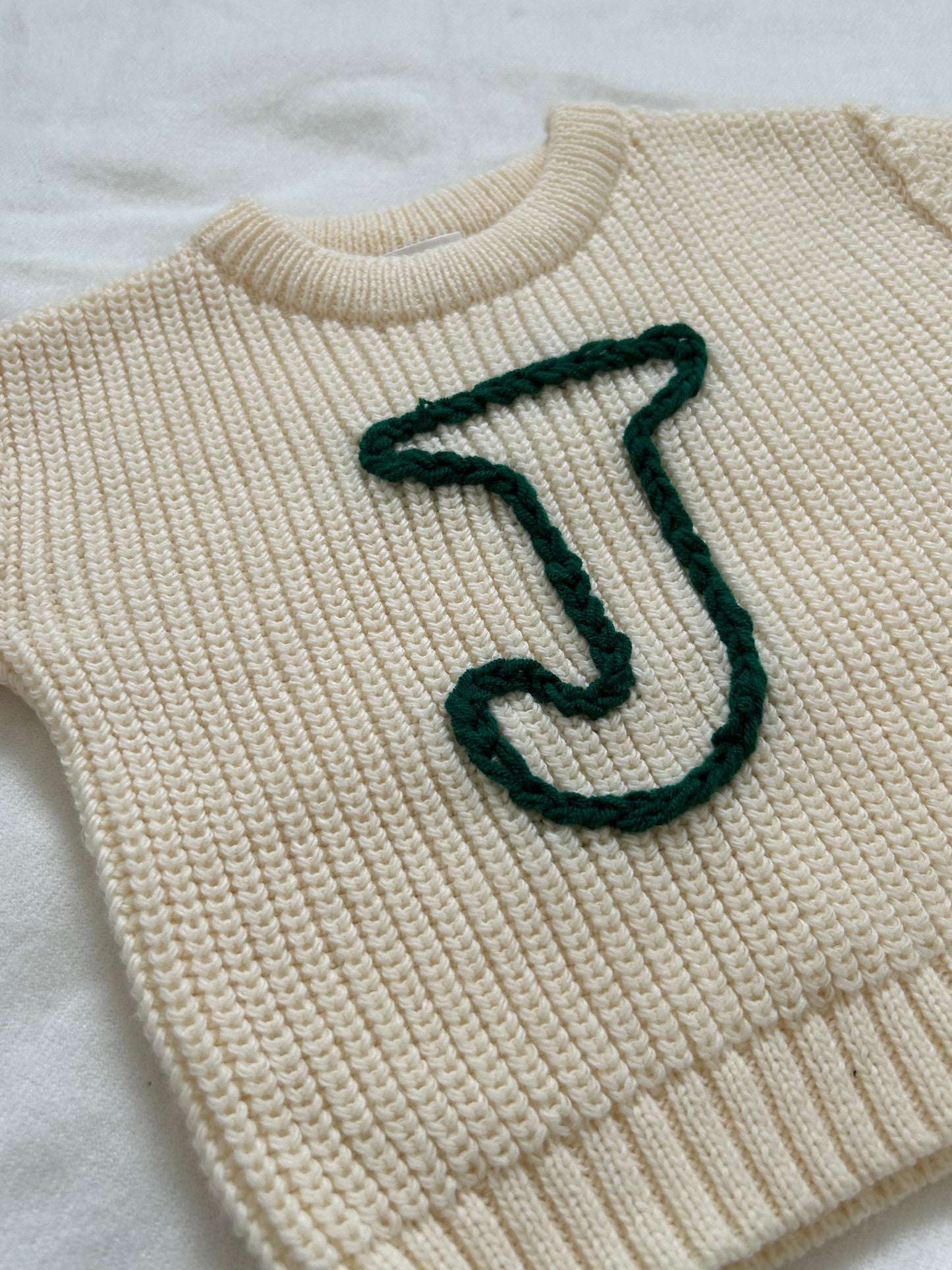 Personalised baby initial embroidered jumper