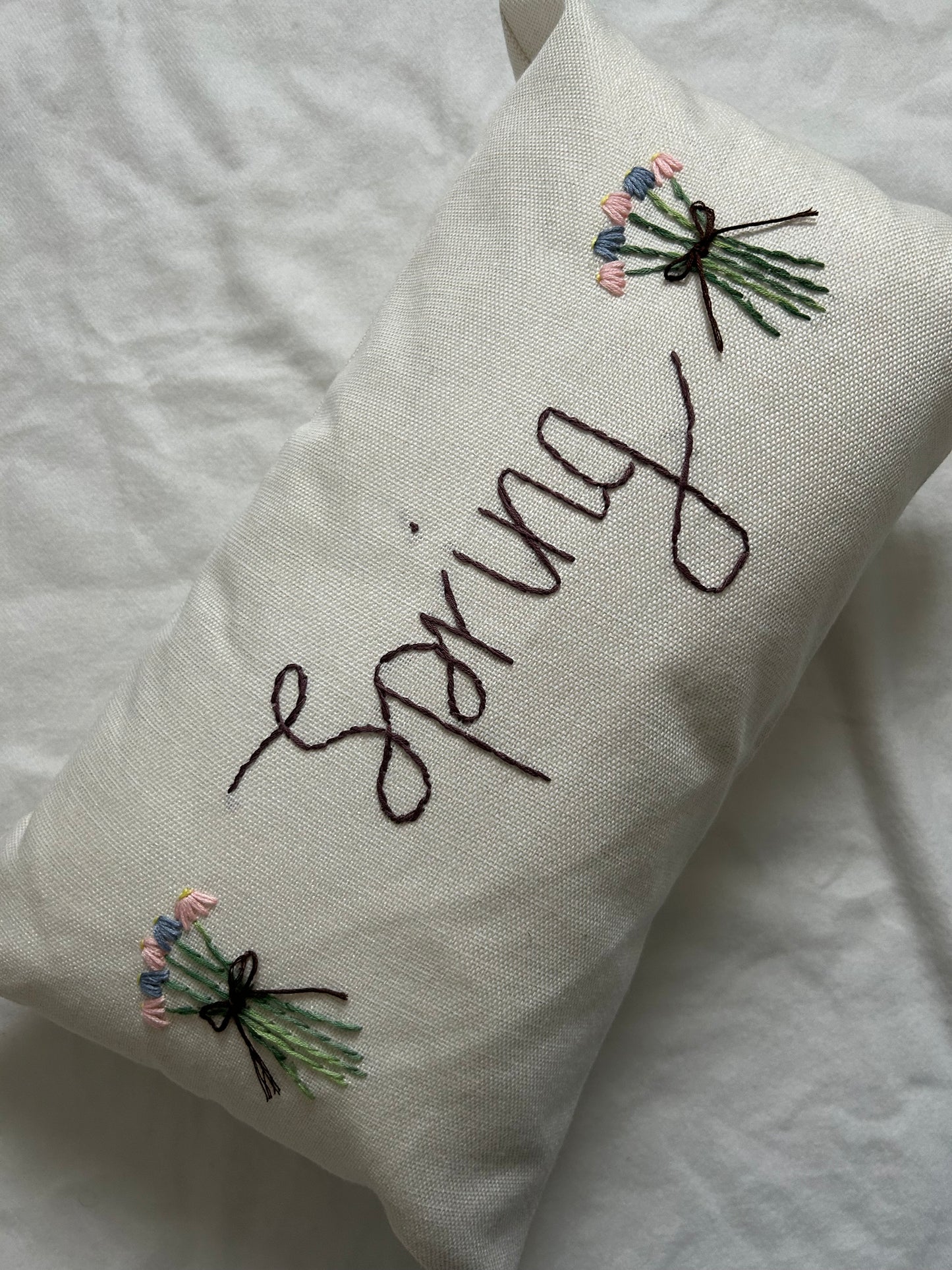 ‘Spring’ embroidered cushion