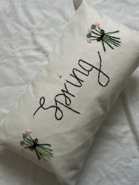 ‘Spring’ embroidered cushion