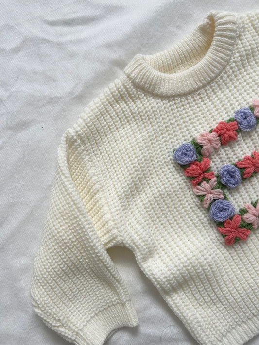 Personalised baby initial embroidered jumper
