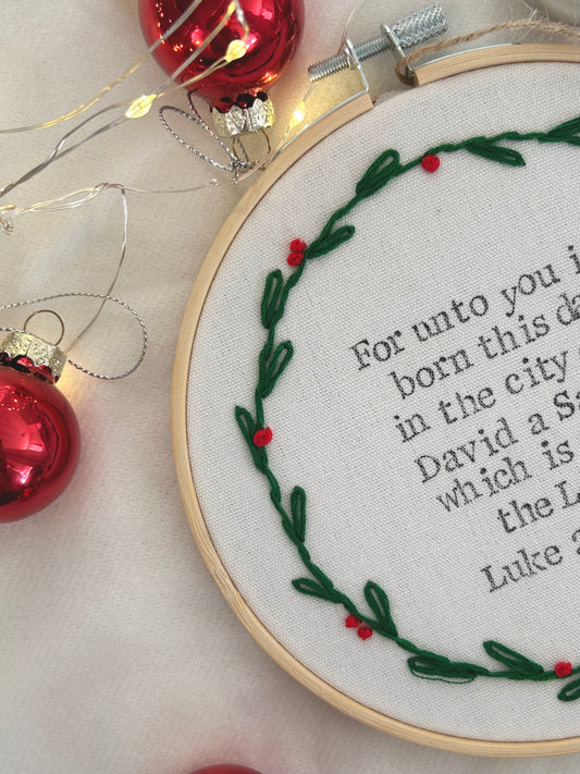 ‘For unto you is born this day’ 6” hoop