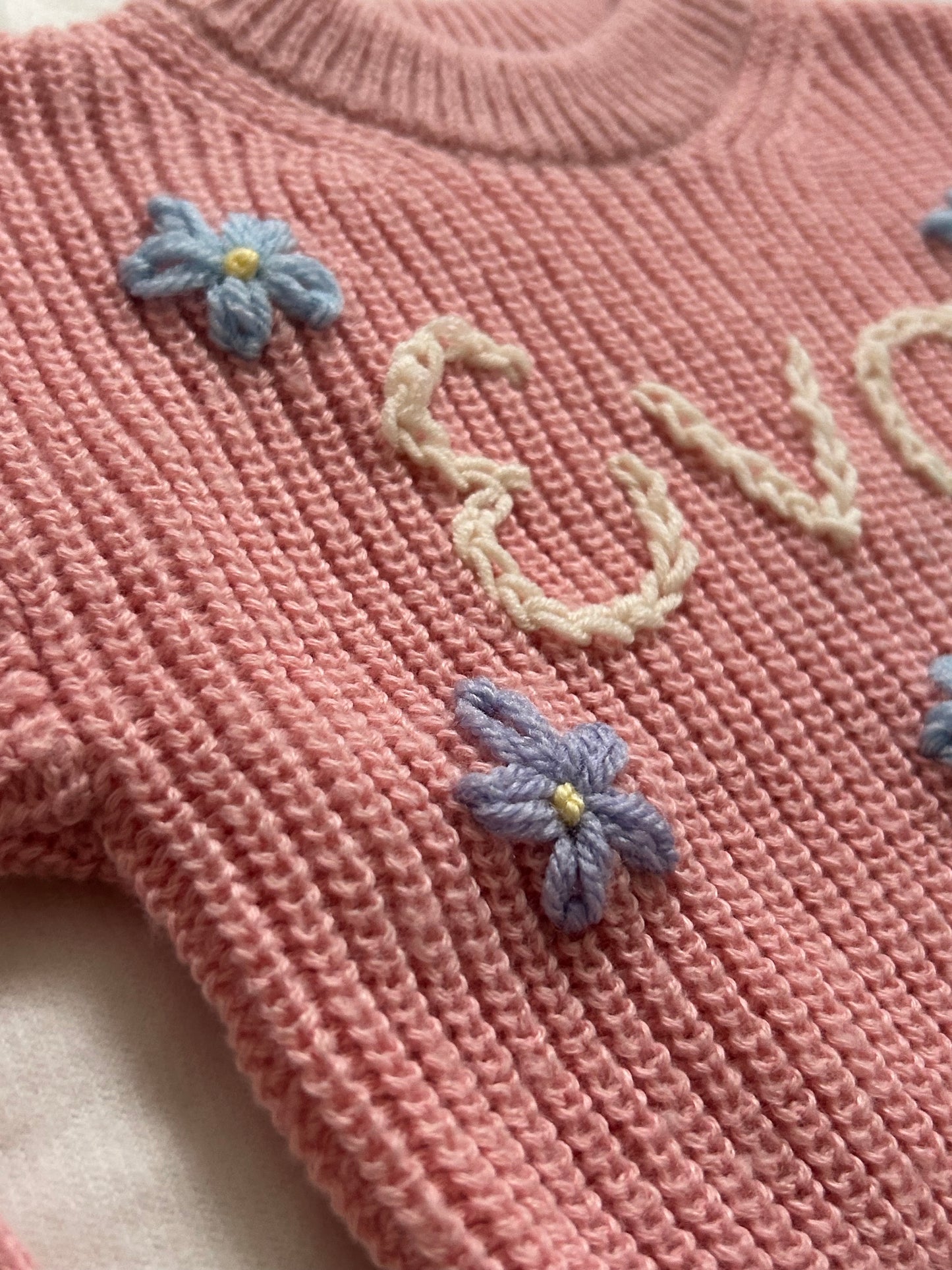 Personalised baby name embroidered jumper