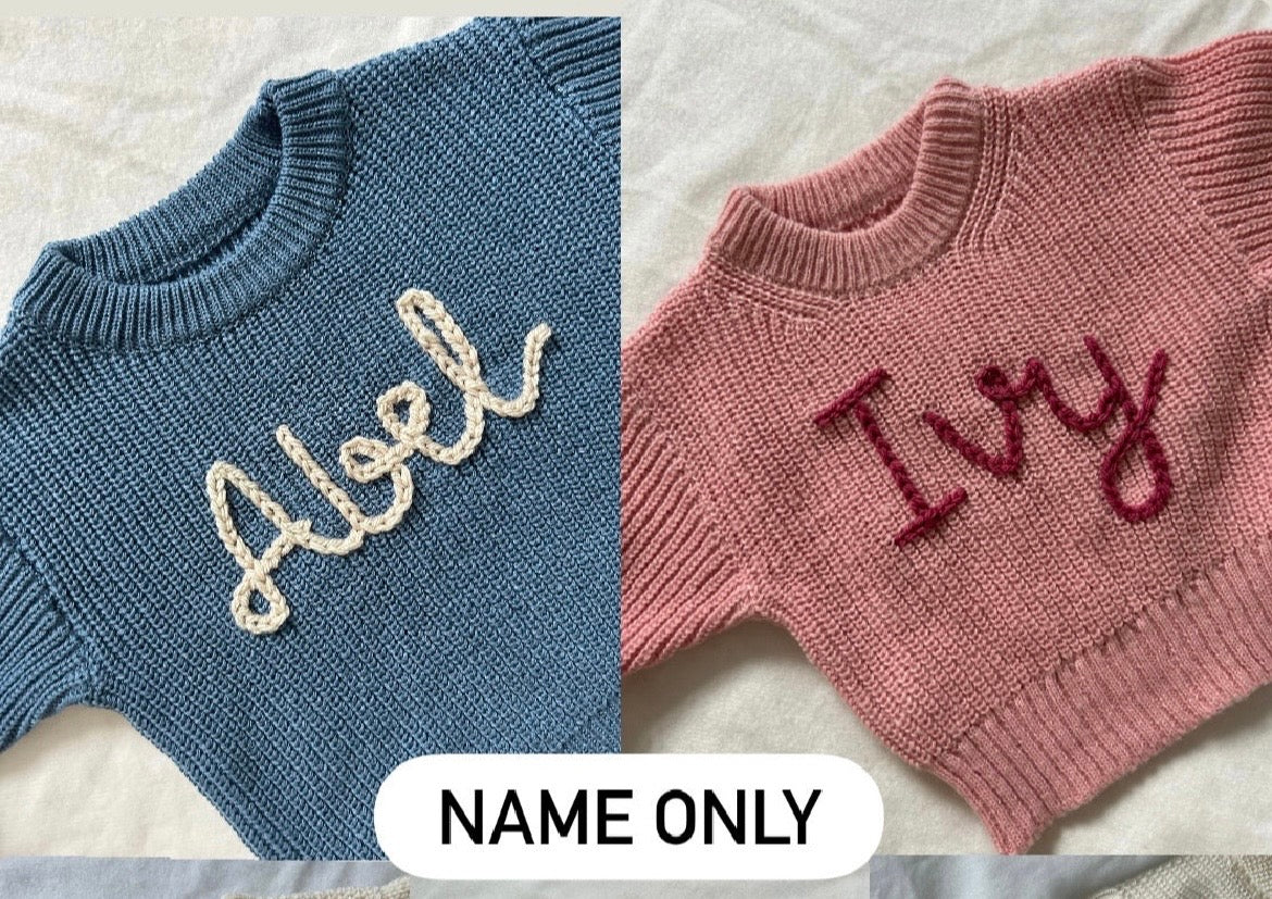 Personalised baby name embroidered jumper