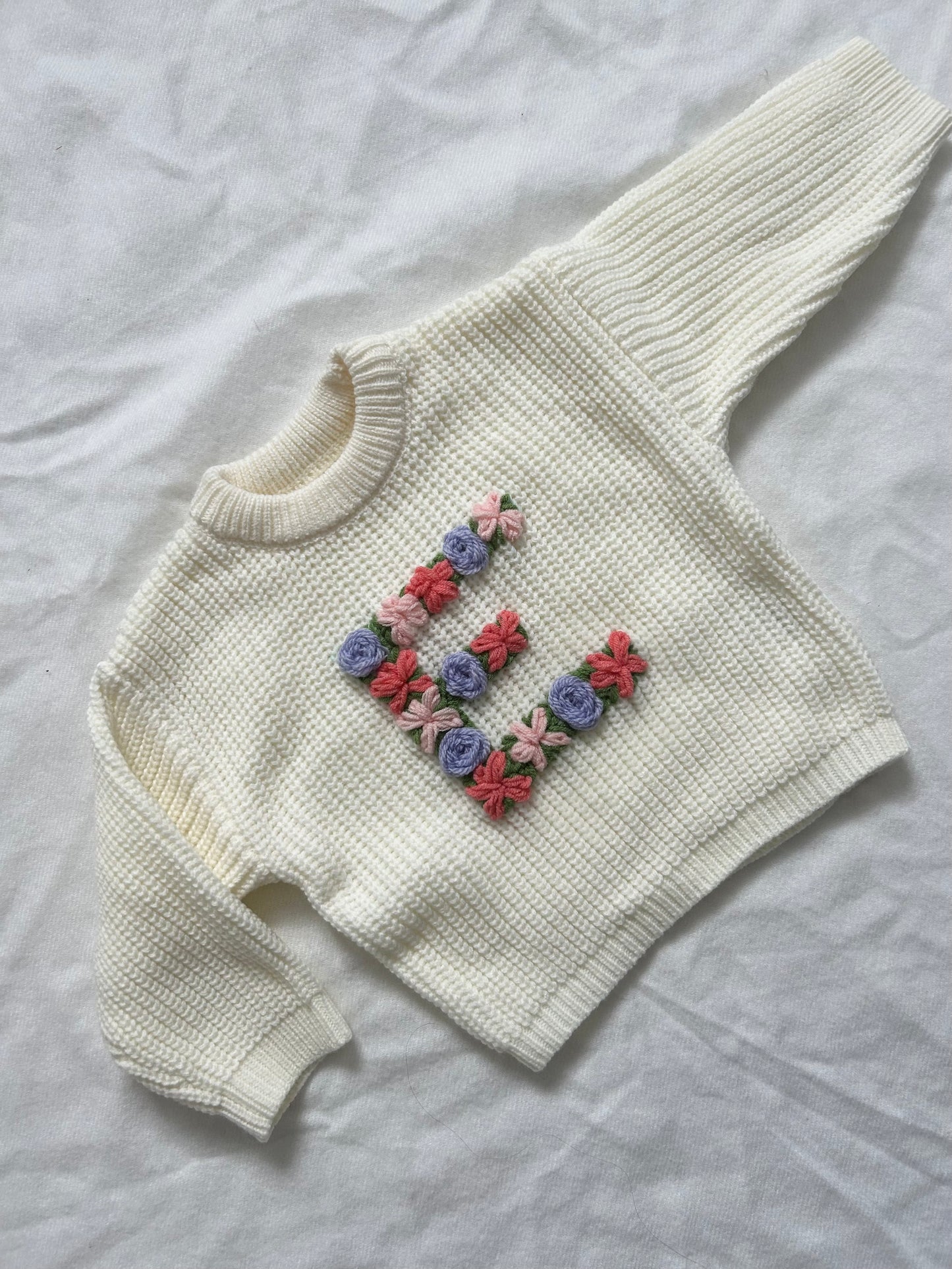 Personalised baby initial embroidered jumper