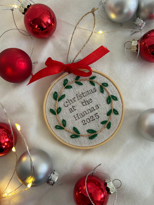 ‘Christmas at the …’ Personalised Christmas 3” hoop