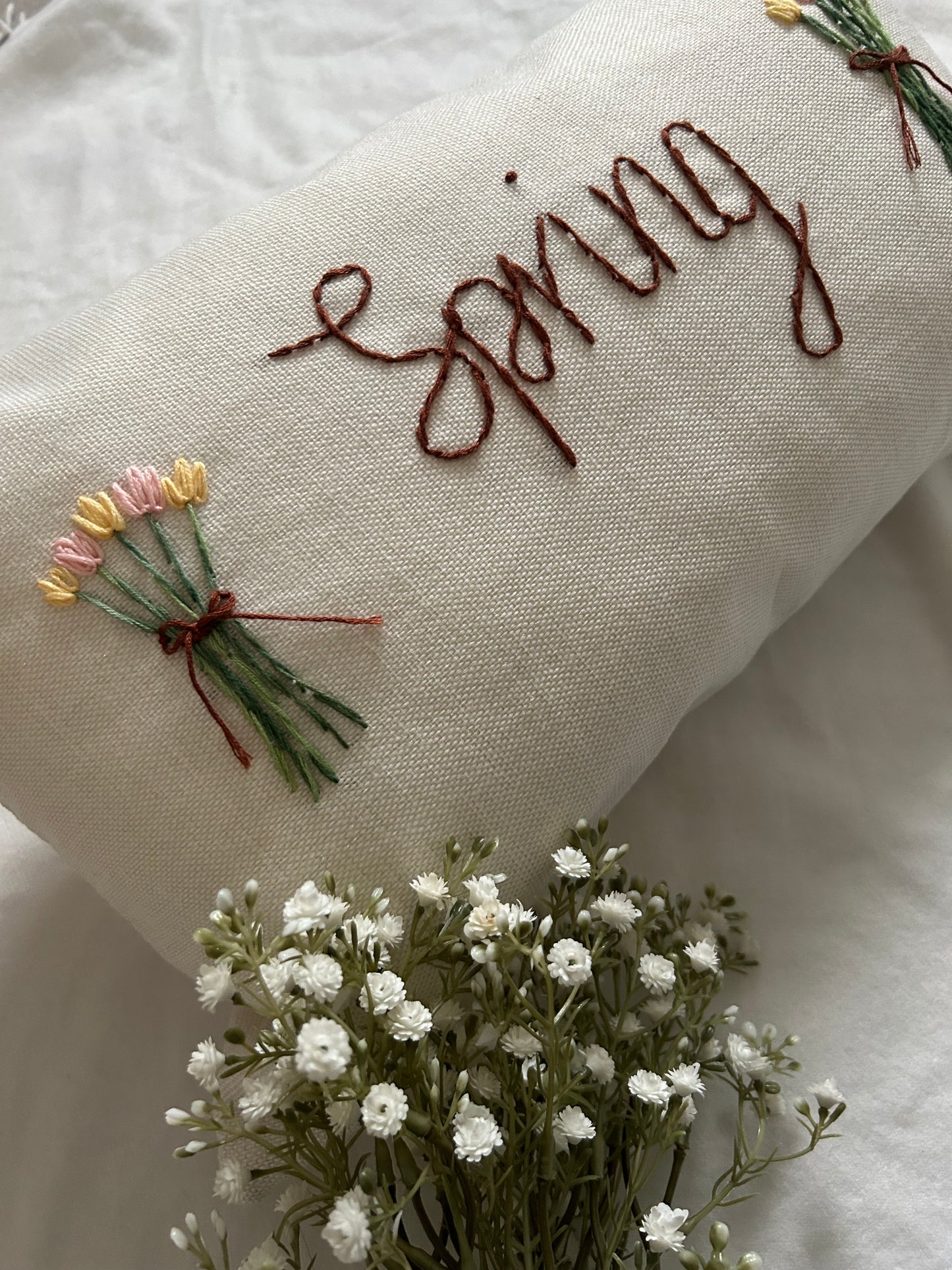 ‘Spring’ embroidered cushion