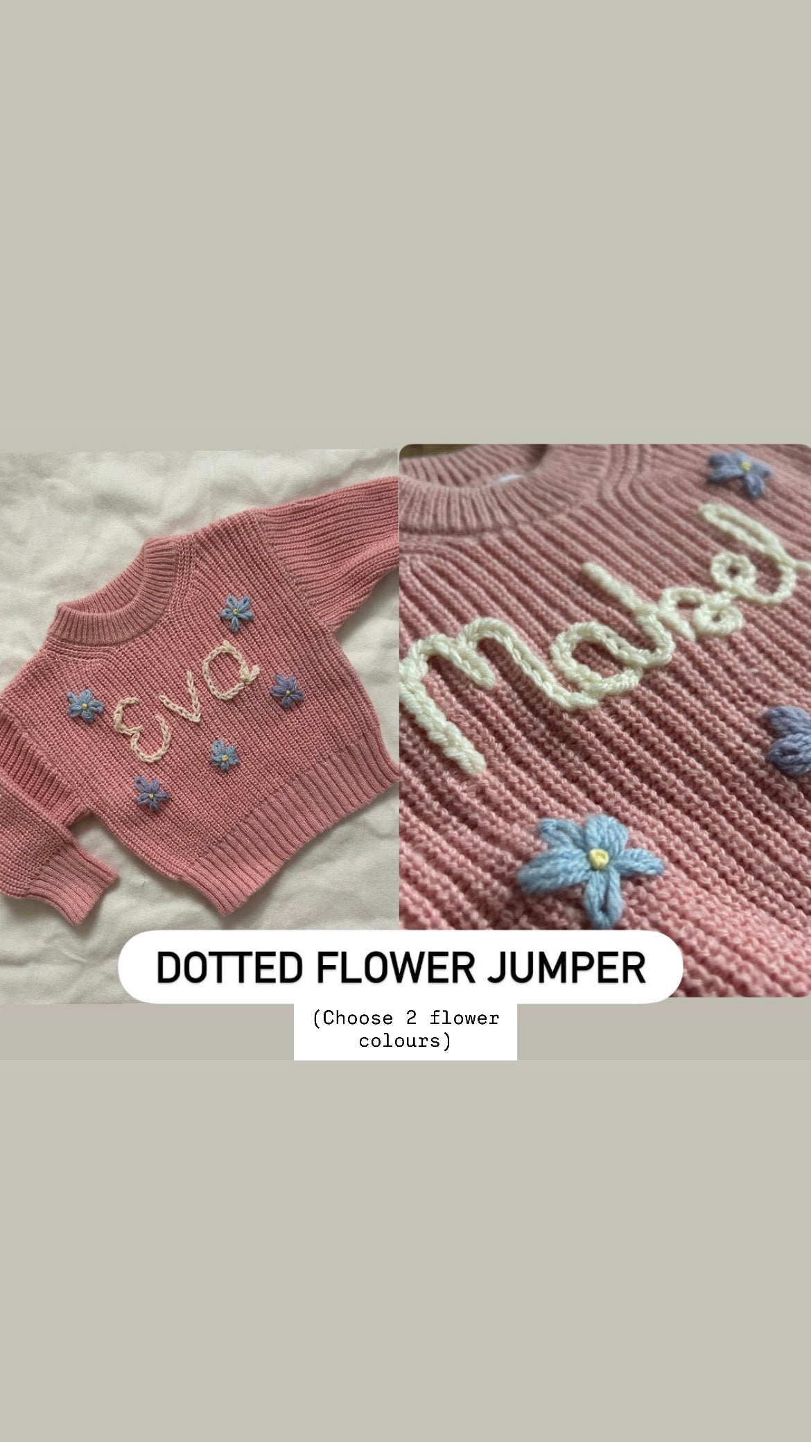 Personalised baby name embroidered jumper