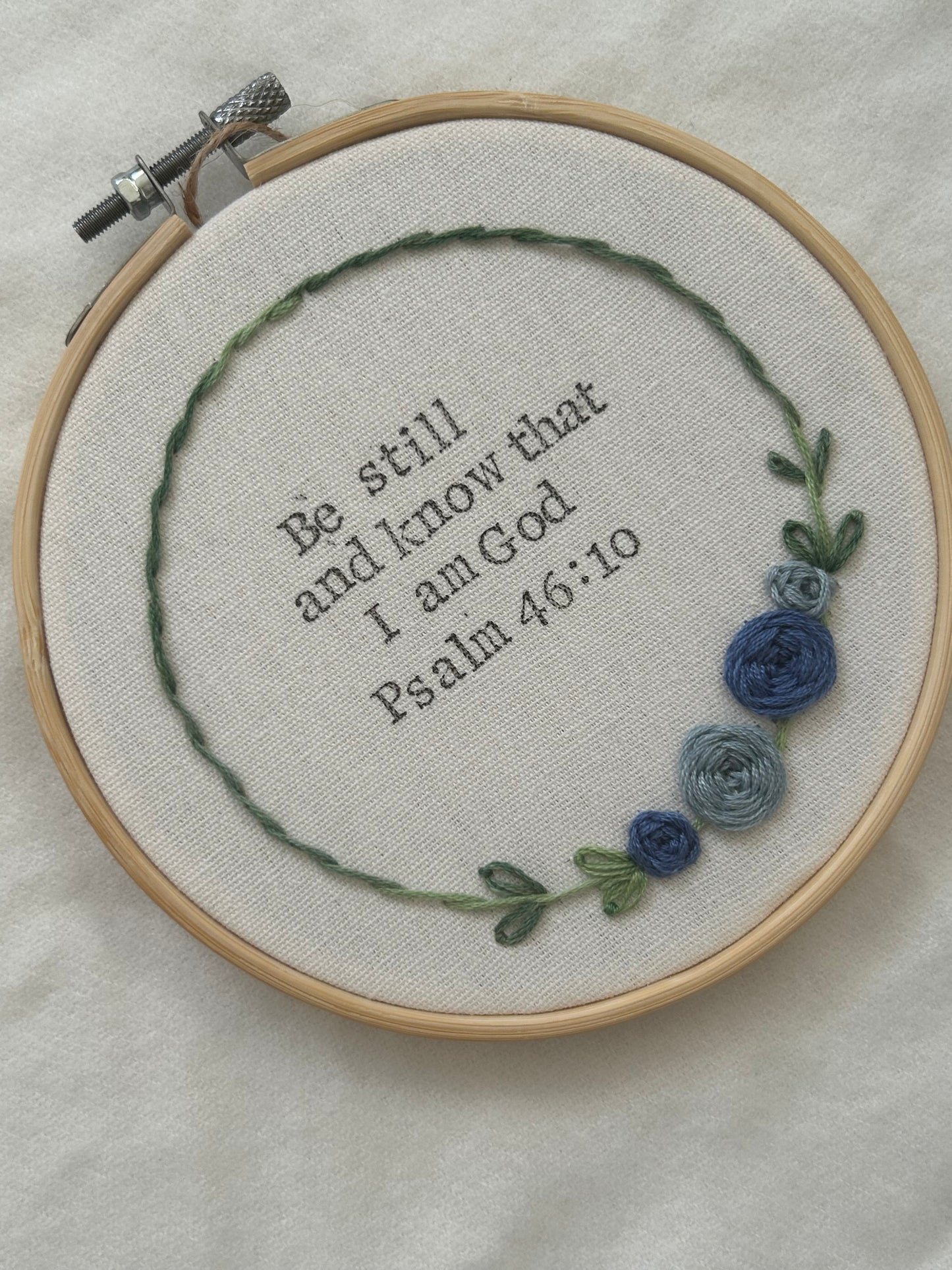 ‘Be still and know…’ 5” embroidered hoop