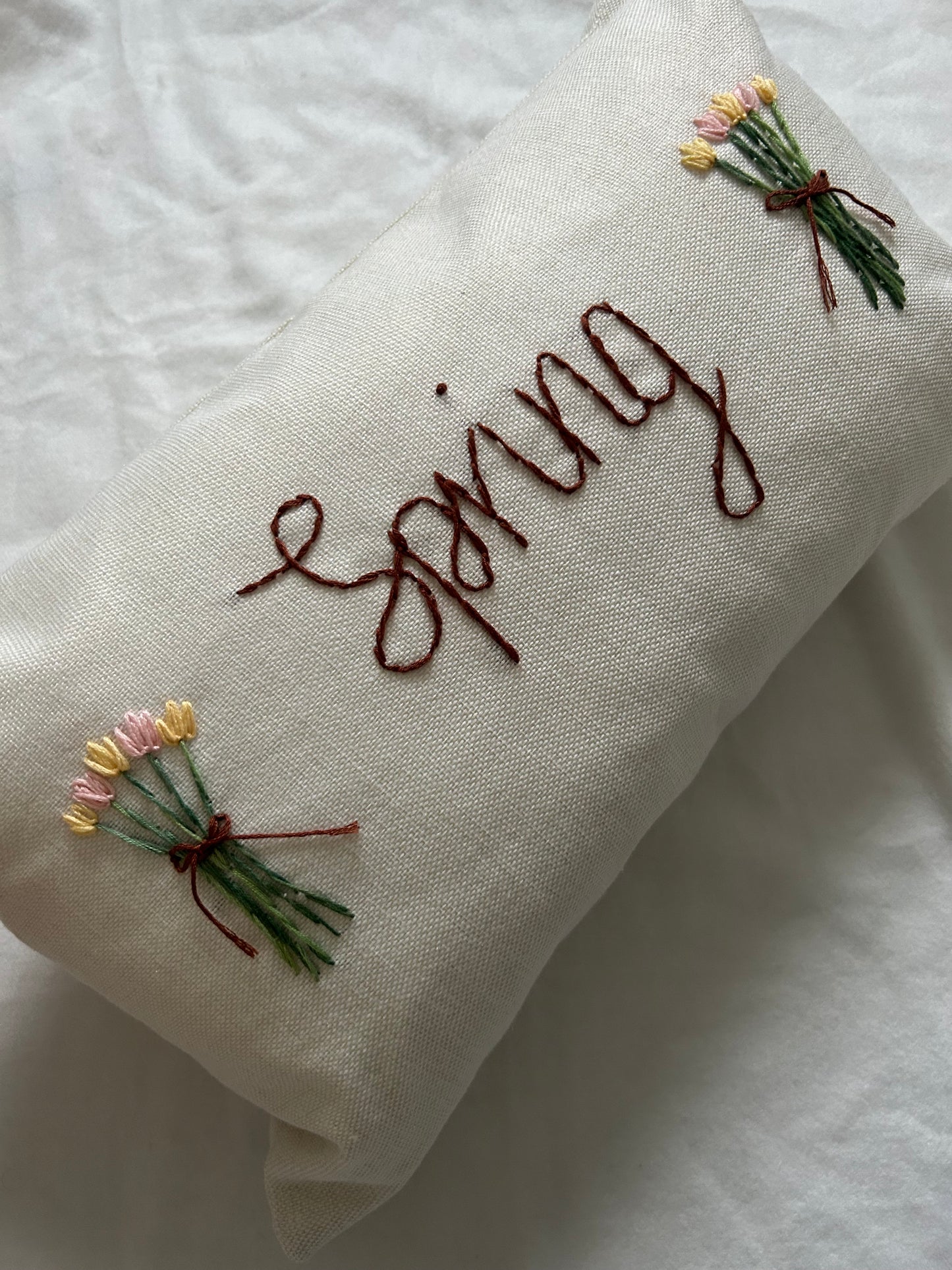 ‘Spring’ embroidered cushion