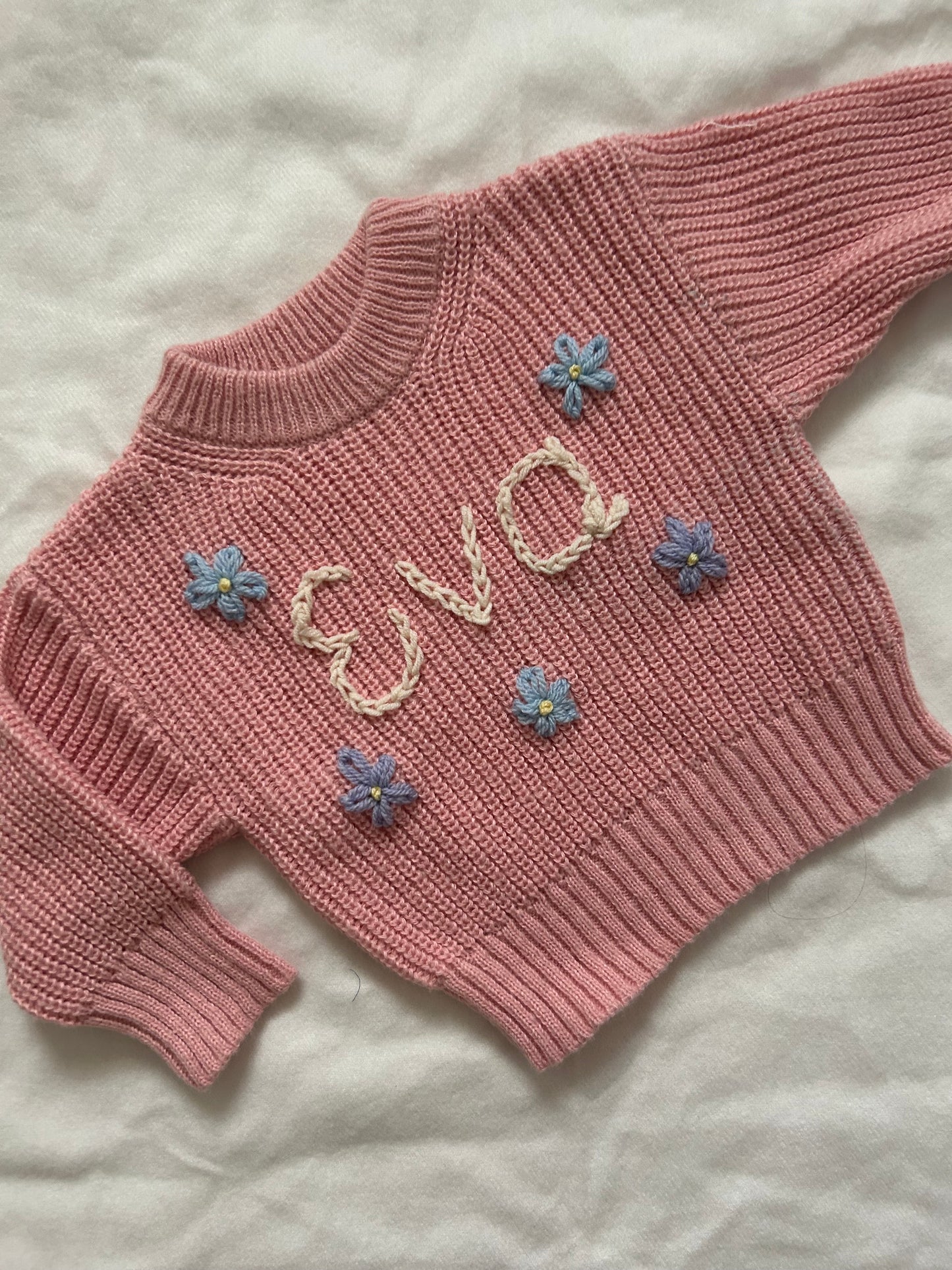 Personalised baby name embroidered jumper