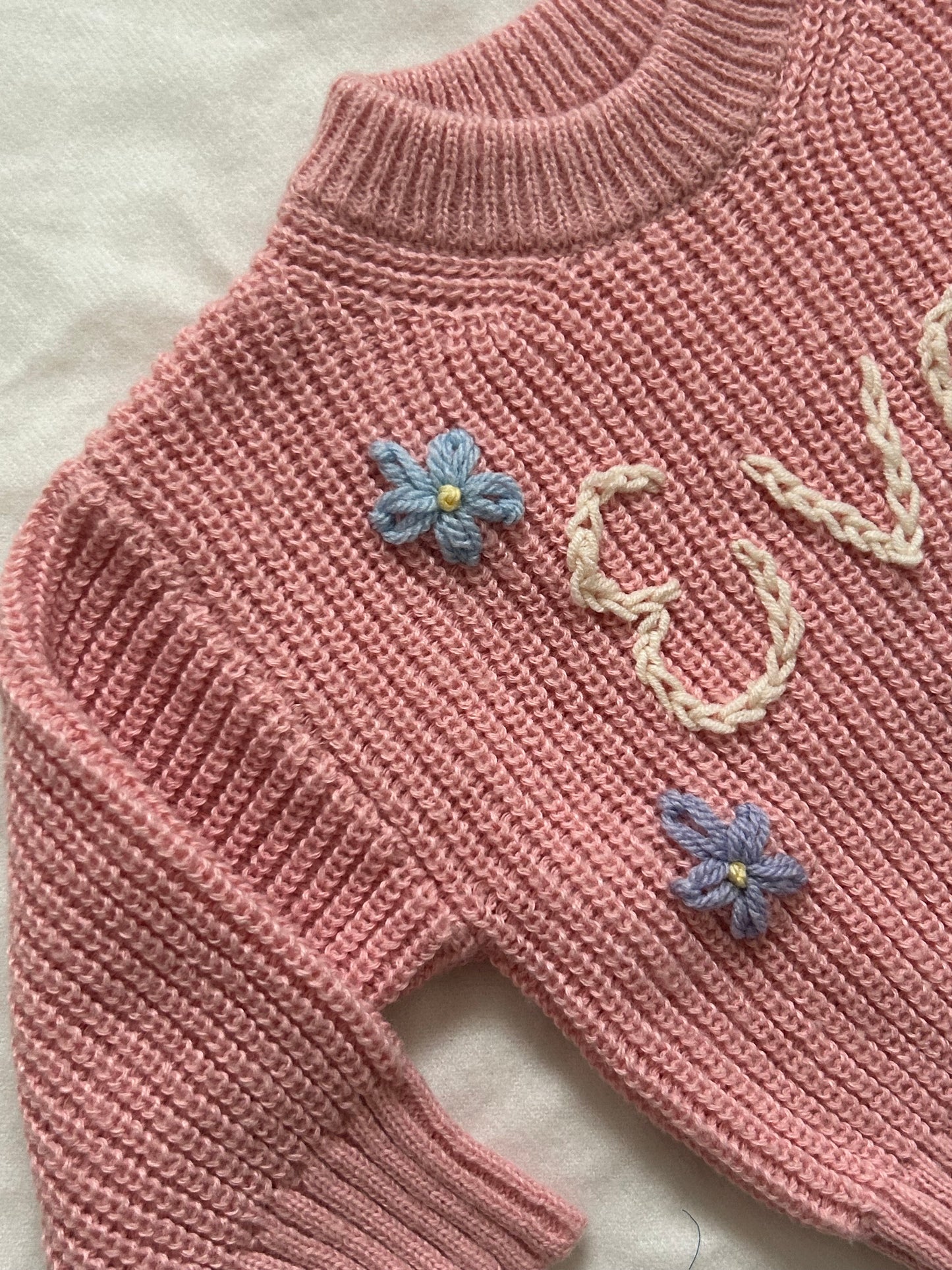 Personalised baby name embroidered jumper