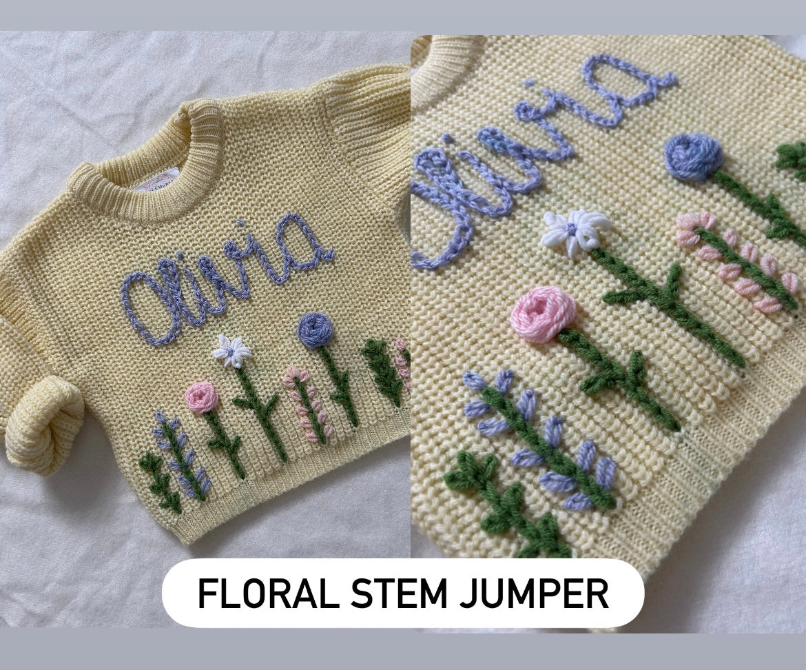 Personalised baby name embroidered jumper