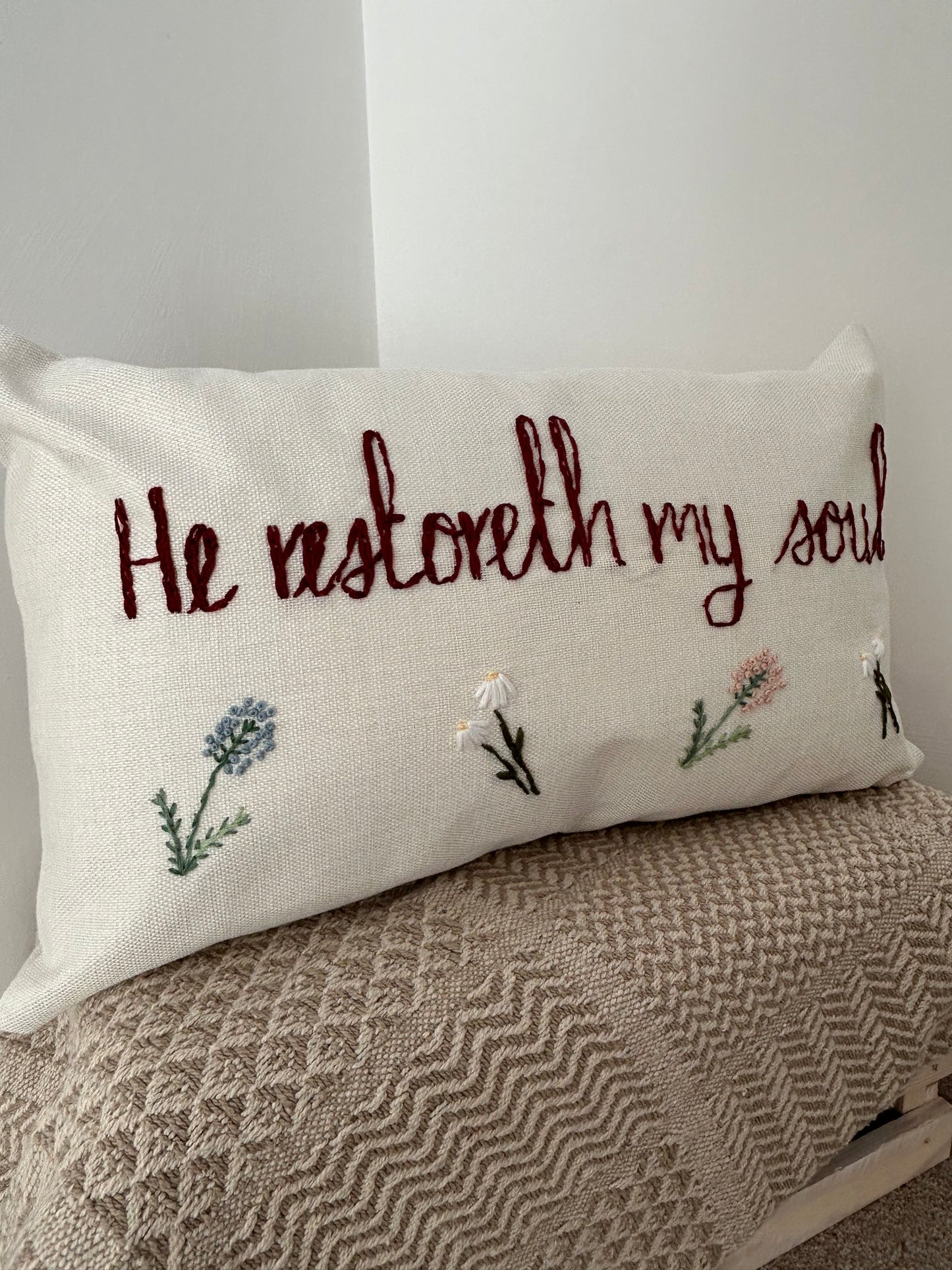 ‘He restoreth my soul’ cushion