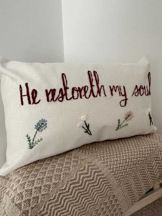 ‘He restoreth my soul’ cushion