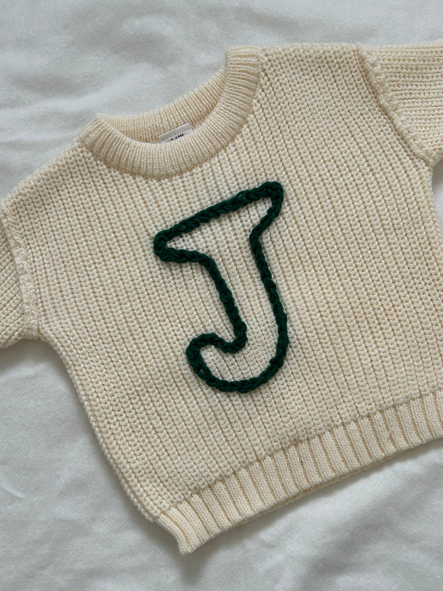 Personalised baby initial embroidered jumper