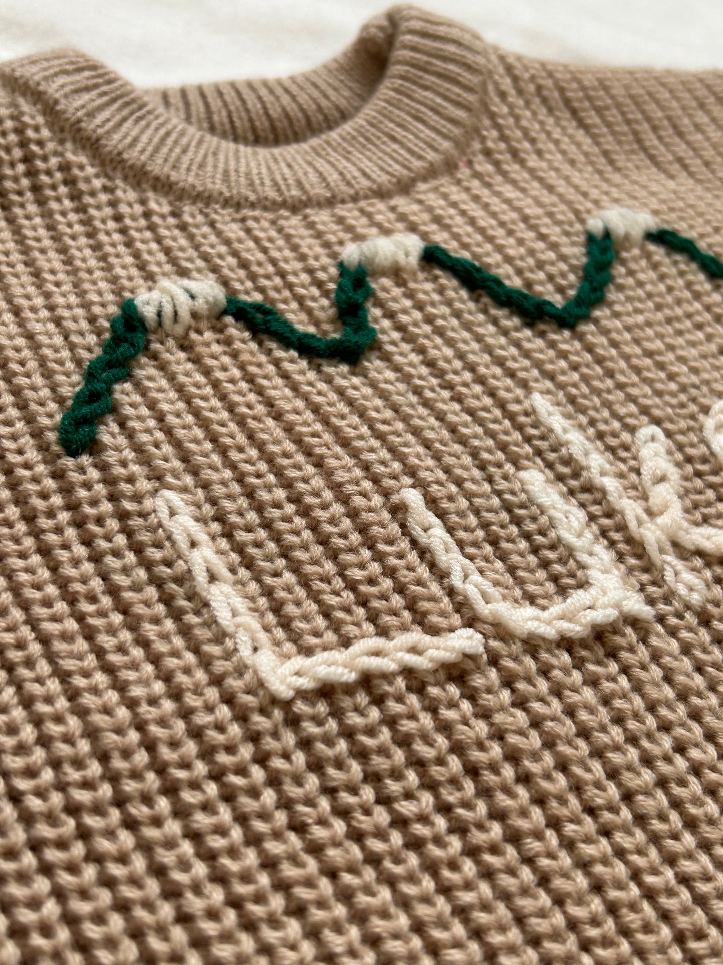 Personalised baby name embroidered jumper