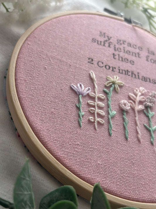 ‘My grace is sufficient for thee’ 6” hoop