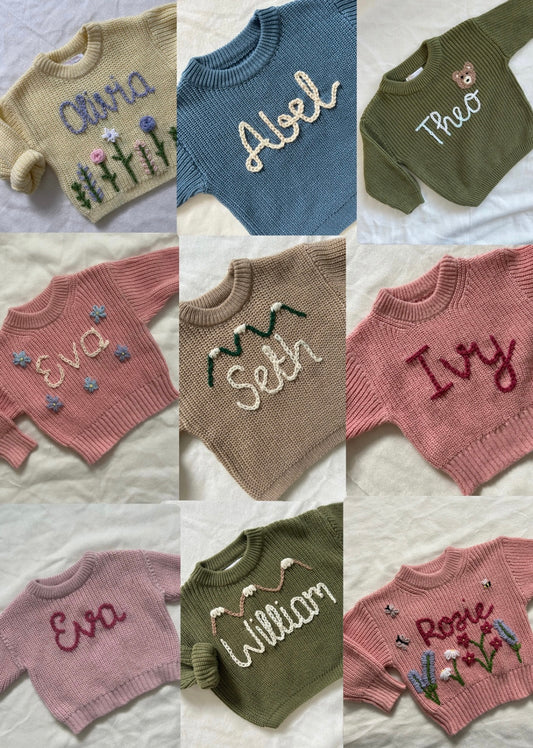 Personalised baby name embroidered jumper